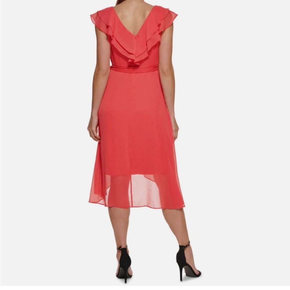 DKNY CORAL RUFFLE SLEEVELESS DRESS - Picture 4 of 9